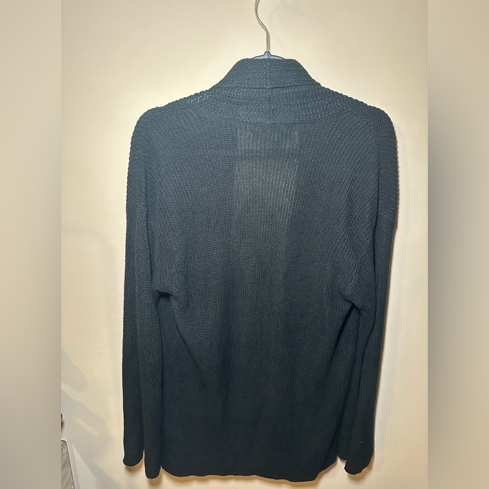Lauren Ralph Lauren 100% Linen Black Open Front Staple Academia Cardigan Size L - Picture 12 of 12
